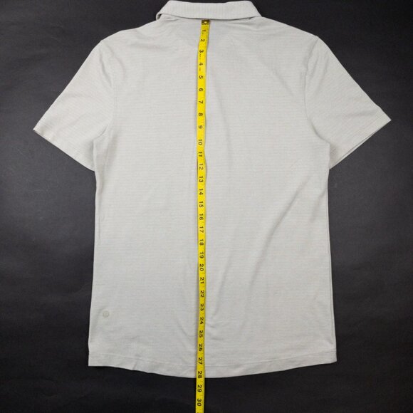 Lululemon Evolution Polo Men's Fits Small Light Gray Striped Stretch Shirt - Picture 9 of 12